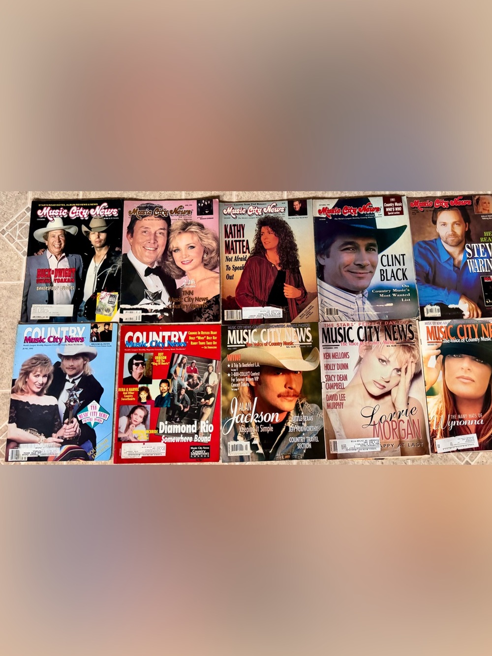 Lot of 10 Vintage Country Music City News Magazines From 1988-1997 Issues